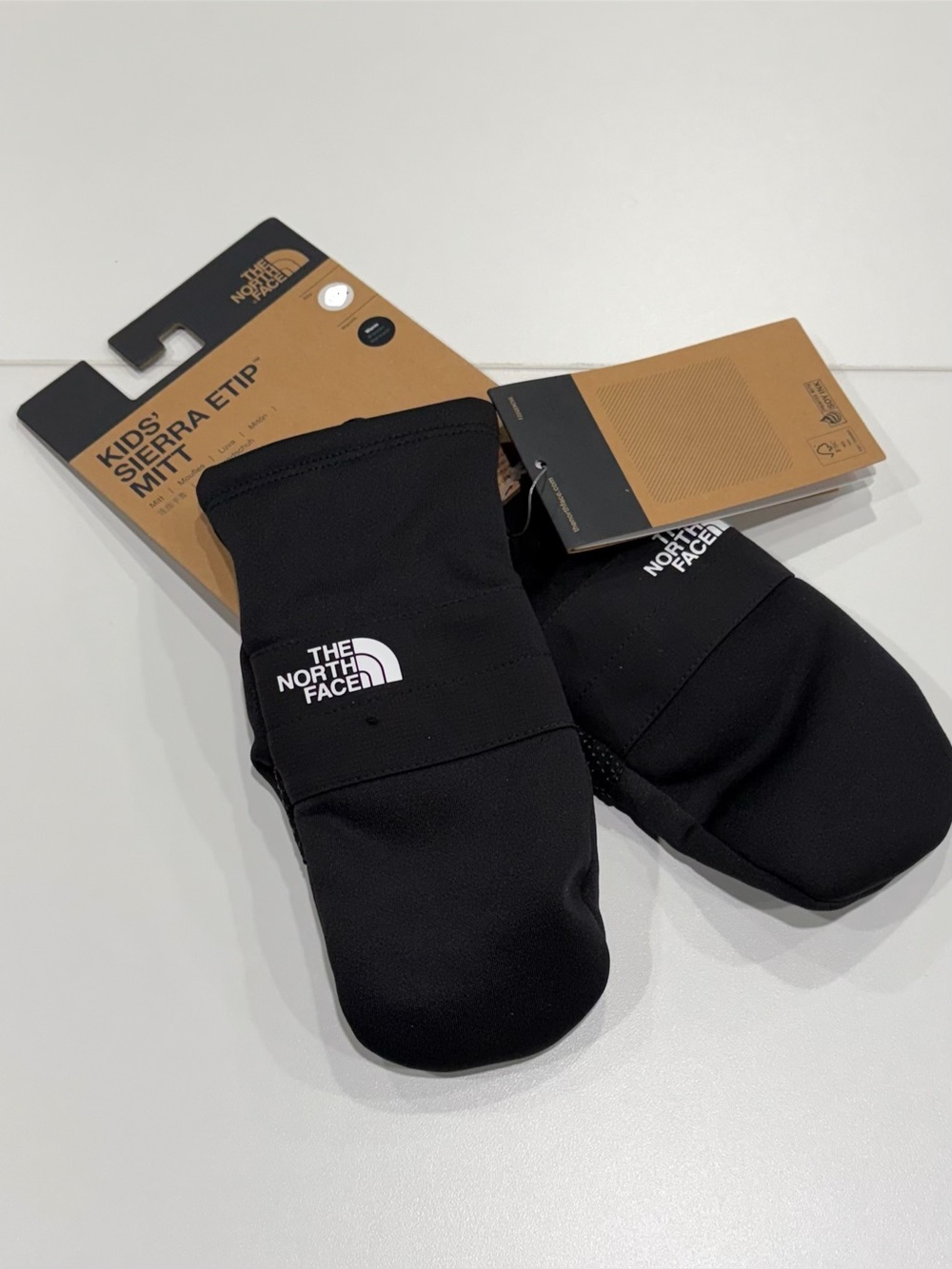 The North Face Kids’ Large Sierra Etip Mitts Black NWT High-Pile Fleece Warm